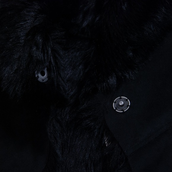 DKNY Black Faux Fur Collar Suede Vest Sleeveless Jacket Women's Large L - Picture 6 of 9